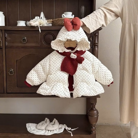 TL - Áo phao nơ lót bông kèm khăn(73-110)