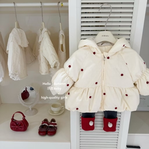 TL - Áo phao kem chấm bi đỏ mũ nơ(80-130)