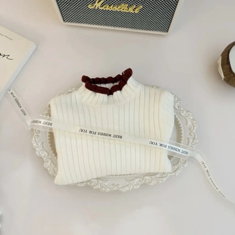 LB -Áo len kem cổ bèo viền đỏ (80-130)