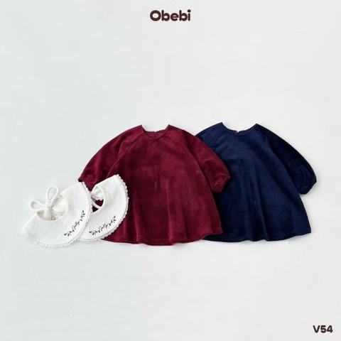 OBEBI - Váy nhung kèm cổ tháo rời(73-120)