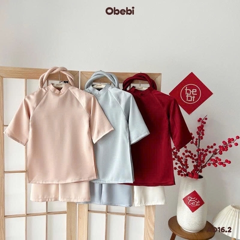 OBEBI - Áo dài vải lụa trơn kèm mấn(73-120)