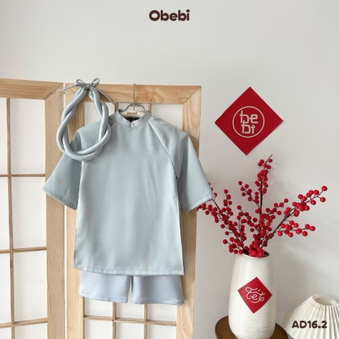 OBEBI - Áo dài vải lụa trơn kèm mấn(73-120)