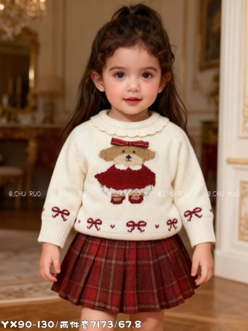 LB - Set len áo kem in gấu+CV kẻ đỏ(90-130)