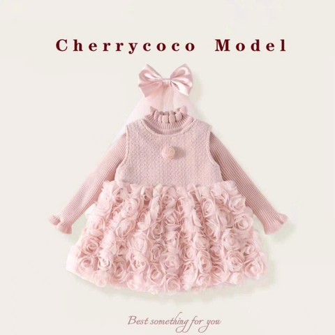 LB- Set váy tầng công chúa hồng+nơ(90-140)