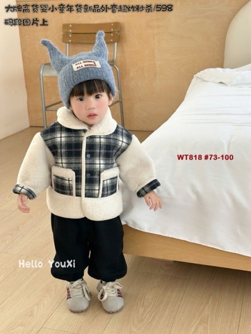 LB - Áo khoác dạ kẻ cổ lông(80-120)