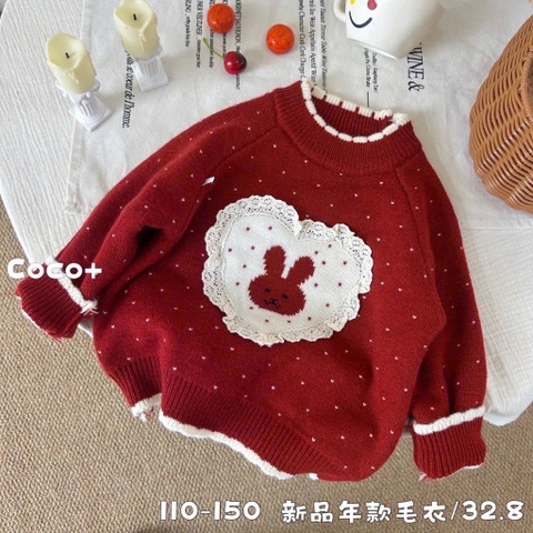 LB - Áo len đỏ tim thỏ(110-150)