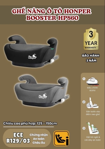 HONPER - GHẾ NÂNG Ô TÔ ISOFIX BOOSTER HP860