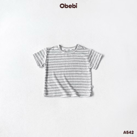 OBEBI - Áo thun kẻ hoạ tiết OBEBI (73-120)