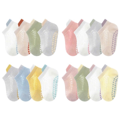 KK - SET 4 ĐÔI TẤT LƯỚI CỔ NGẮN CHỐNG TRƯỢT