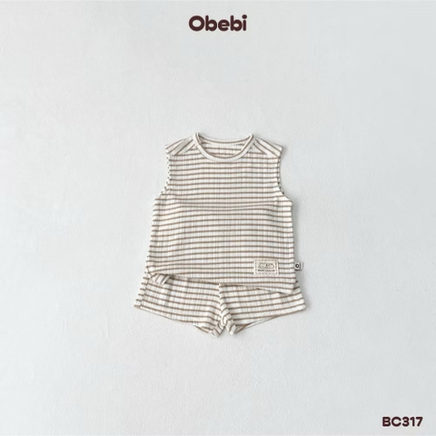 OBEBI - Bộ ba lỗ kẻ đính mác OBEBI(66-120)