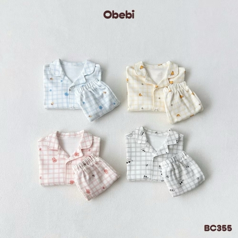 OBEBI - Bộ cộc mặc nhà Pijama hoạ tiết(73-120)