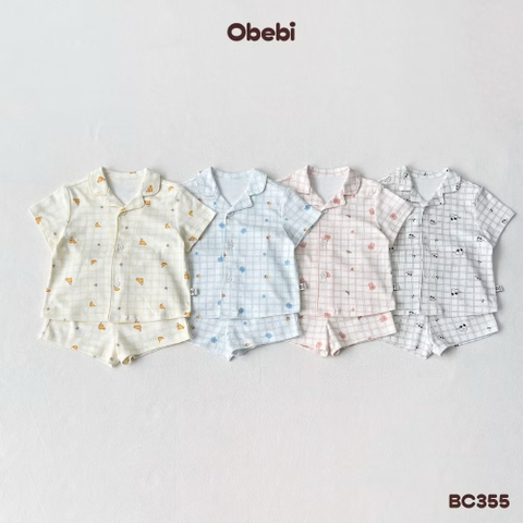 OBEBI - Bộ cộc mặc nhà Pijama hoạ tiết(73-120)