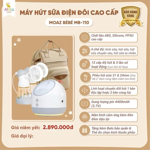 MOAZ - MÁY HÚT SỮA ĐIỆN ĐÔI CAO CẤP MB-110