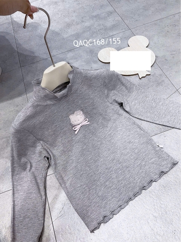 KB - Áo thun dài tay ghi cổ bèo Kitty hồng(90-130)
