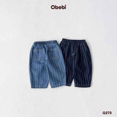 OBEBI - Quần Jean kẻ phom Balloon OBEBI(73-120)