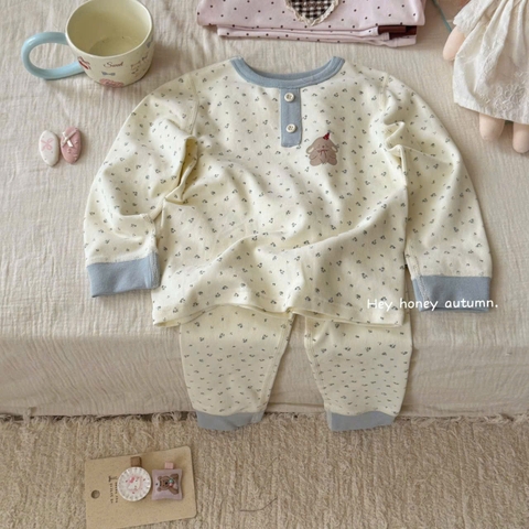 BK - Bộ coton hoạ tiết hoa nhí gấu(90-150)