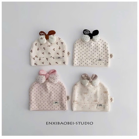 BK - Mũ cotton nơ (0-12M)