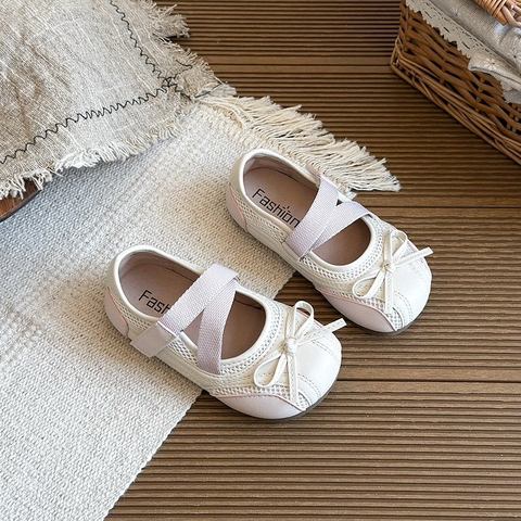KB - Giày Ballet Mary Jane kem quai dán hồng(27-31)