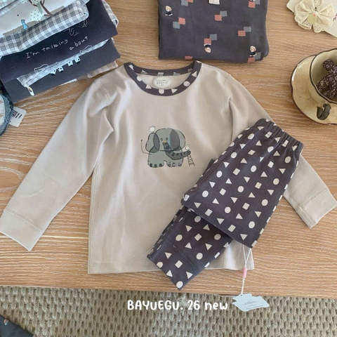 LB - Bộ cotton mặc nhà họa tiết Voi ̣̣(90-120)