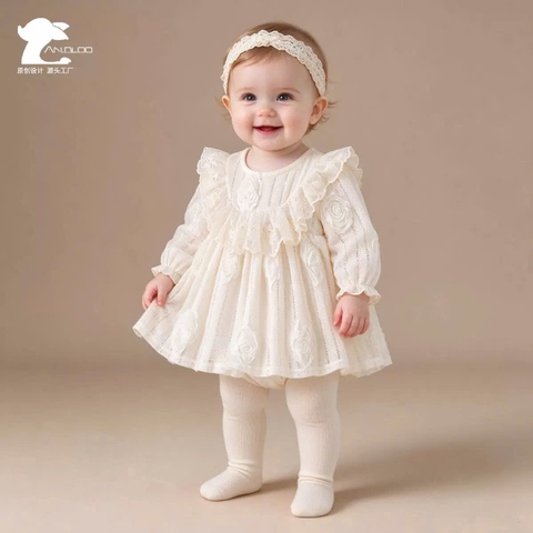 LB - Body váy kem bèo ngực họa tiết hoa hồng(66-100)