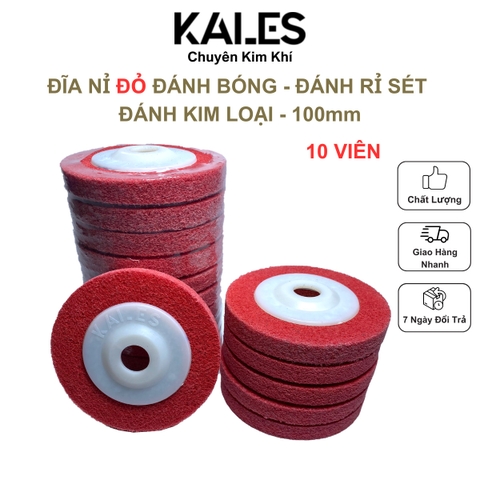 Đĩa Nỉ Đỏ Đánh Bóng 100mm | KALES Đánh chà inox gỗ nhựa