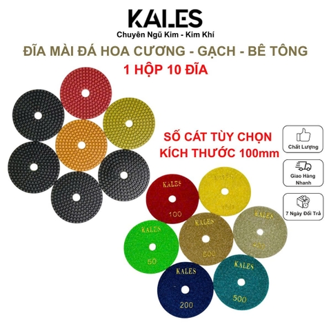 1 Hộp 10 Đĩa Mài Đá Hoa Cương Gạch Bê Tông Số Cát Tùy Chọn 100mm | KALES