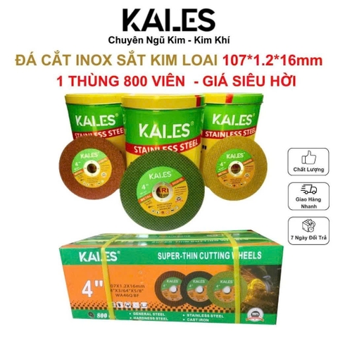 1 Thùng 800 Viên Đá Cắt 107mm Xanh Đỏ Vàng Cắt Inox Sắt Kim Loại | KALES