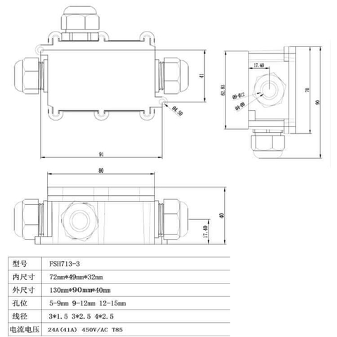 Cầu đấu ba IP68 - Linh kiện đèn led Zalaa