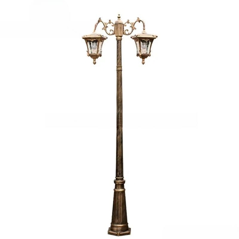 Cột Đèn Sân Vườn 2 Tay Đèn Mai Chiếu Thủy Cổ Điển cho Trụ cao từ 2m-5m ZALAA