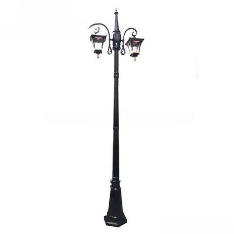 Cột Đèn Sân Vườn 2 Tay Đèn Mai Chiếu Thủy Cổ Điển cho Trụ cao từ 2m-5m ZALAA