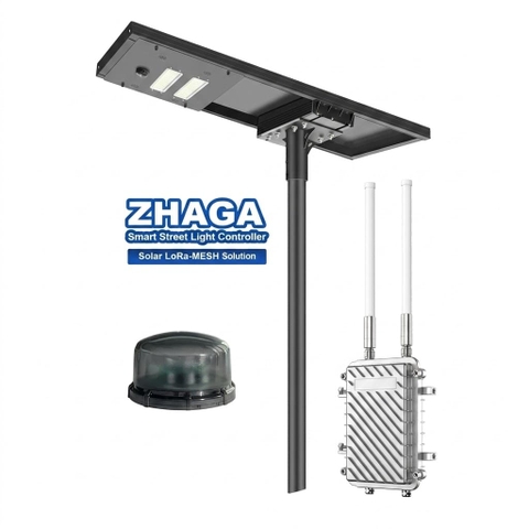 Hệ Thống Điều Khiển Đèn Đường Năng Lượng Mặt Trời Thông Minh ZALAA LoRa-MESH-Solar Chuẩn ZHAGA NEMA