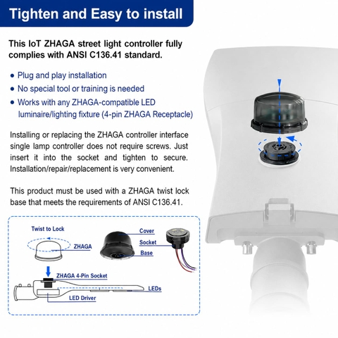 Bộ Điều Khiển Đèn Đường Thông Minh ZALAA ZHAGA 4G/LTE ZL-LC4AC