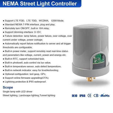 Bộ Điều Khiển Đèn Đường Thông Minh 4G/LTE ZALAA Chuẩn NEMA- Giải Pháp Smart City