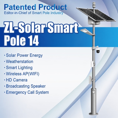 Cột Đèn Đường Thông Minh ZALAA ZL-POLE14 Tích Hợp Năng Lượng Mặt Trời & IoT Smart City