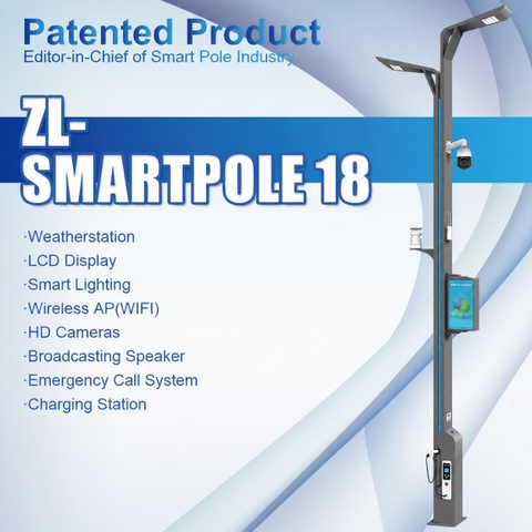 Cột Đèn Đường Thông Minh ZALAA ZL-SMARTPOLE18 Tích Hợp Đa Năng | Giải Pháp Chiếu Sáng Đô Thị