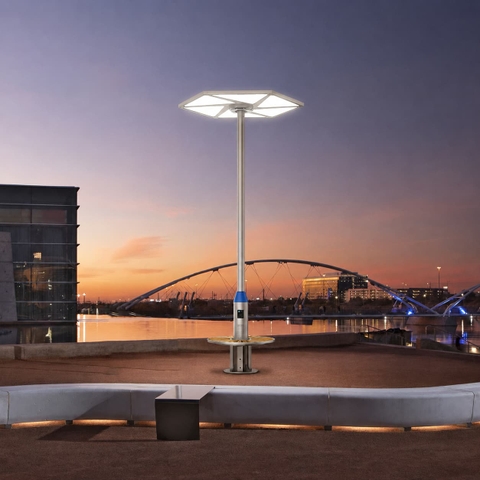Cột Đèn Đường Thông Minh ZALAA SMART POLE-09 Tích Hợp Mạng 4G, Camera & Trạm Sạc