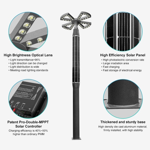 Đèn Sân Vườn Năng Lượng Mặt Trời Thông Minh ZALAA ZL-SGL128-1 Hình Cánh Hoa Cao Cấp