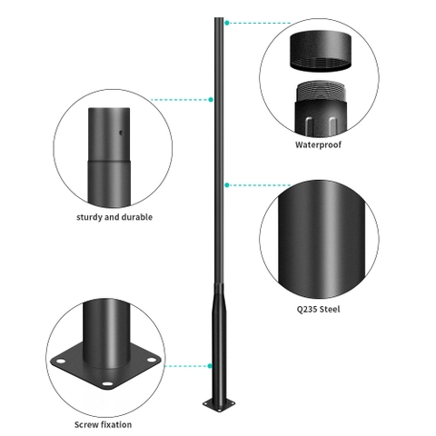 Cột Đèn Đường Mạ Kẽm Lắp Ghép Thông Minh ZL-DGPJ 2.5M - 6M Kèm Phụ Kiện Lắp Đặt Đạt Chuẩn | ZALAA Jsc