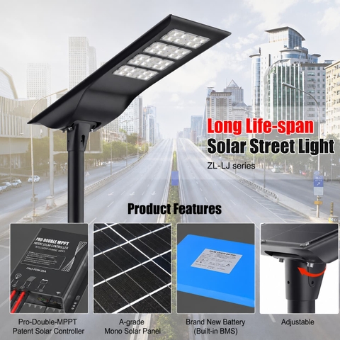 Đèn Đường Năng Lượng Mặt Trời Nguyên Khối ZALAA ZL-LJ-GC Đột Phá Công Nghệ MPPT
