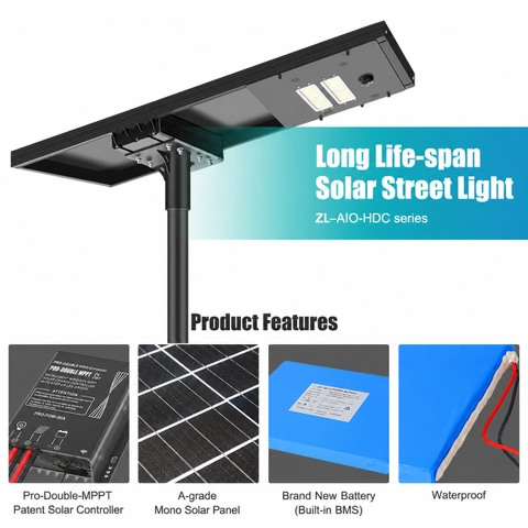 Đèn Đường Năng Lượng Mặt Trời Tích Hợp ZALAA ZL-HDC02 Thông Minh