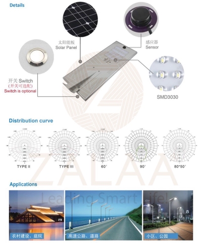 Đèn đường năng lượng mặt trời ZLT-150S ZALAA