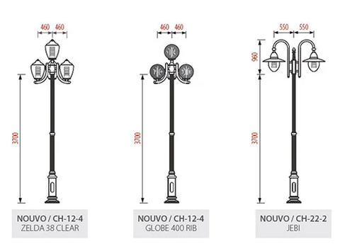 Đế Cột Nouvo - Chân Đế Cột Đèn Nhôm Gang Thép Bền Bỉ Chịu Lực Cao