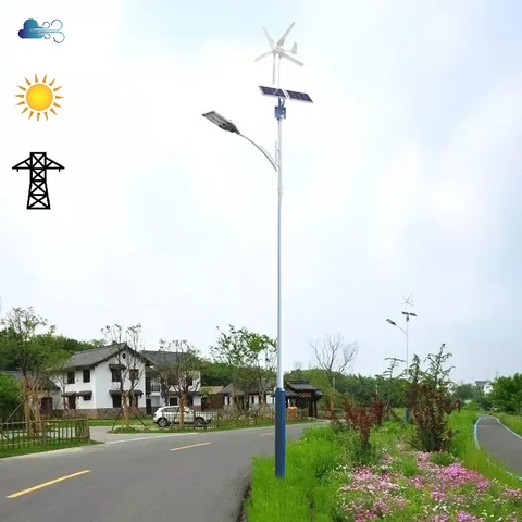 Đèn LED Năng Lượng Mặt Trời kết hợp Tuabin Gió Mắc Song Song Điện Lưới AC220V để chiếu sáng