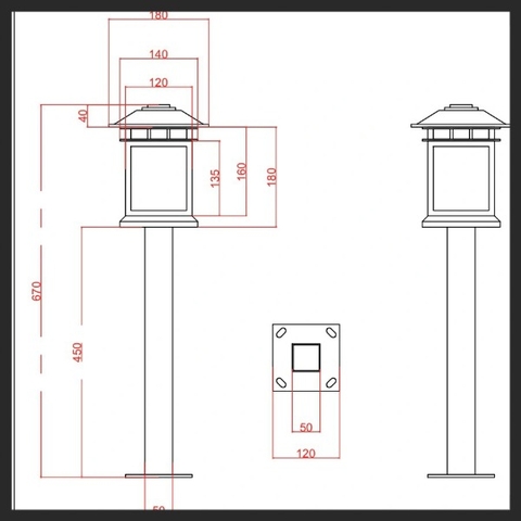 Trụ Đèn Nấm Sân Vườn ZSV-H670-E27 ZALAA Lighting | Trang trí cảnh quan sân vườn ngoài trời