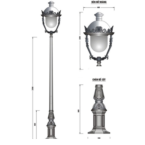 Cột Đèn Sân Vườn 1 Bóng Kiểu Cổ Điển Châu Âu Đẹp Lạ cao từ 2m-5m ZALAA
