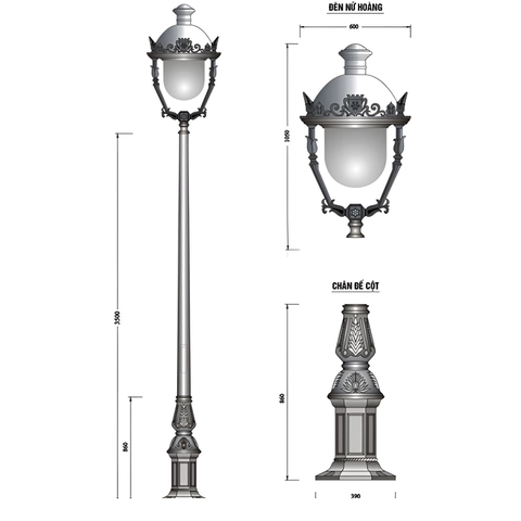 Đế Cột DC05B - Chân Đế Cột Đèn Thép Gang Bền Bỉ Chịu Lực Cao