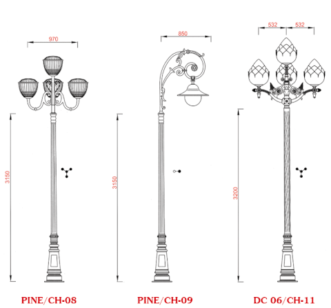Đế Cột Pine - Chân Đế Cột Đèn Thép Gang Bền Bỉ Chịu Lực Cao