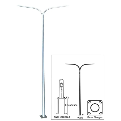 Cột Đèn Cao Áp Liền Cần Đôi cao từ 6m đến 11m chiếu sáng đường phố