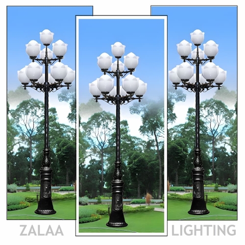 Cột Chiếu Sáng Sân Vườn Cao 3-6m 10 Bóng Đèn ZALAA
