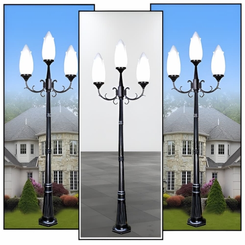 Cột Đèn Sân Vườn 3 Bóng chiếu sáng và trang trí cảnh quan cao từ 2m-5m ZALAA